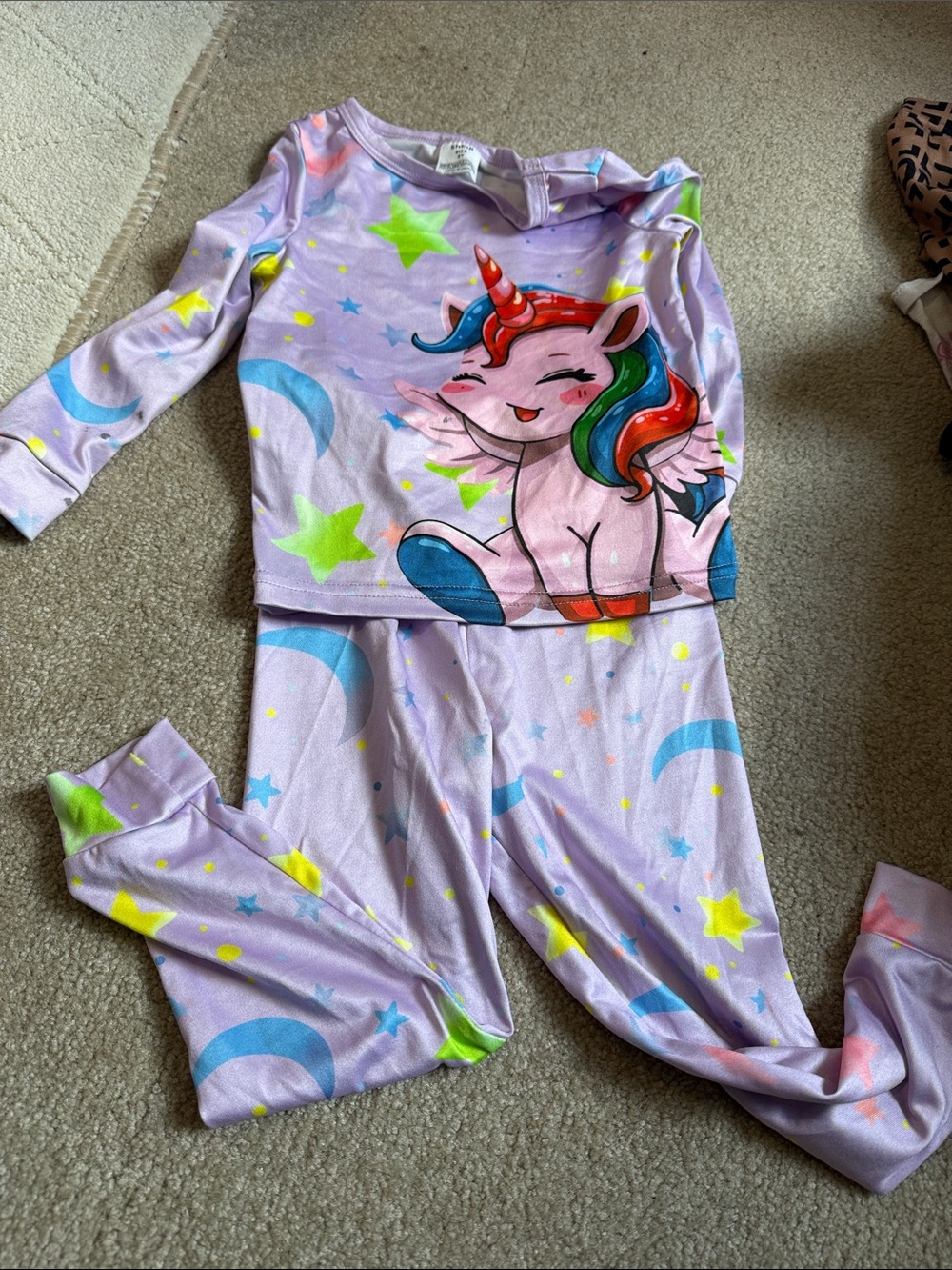 Girls' Lavender Unicorn Stars Pajama Set